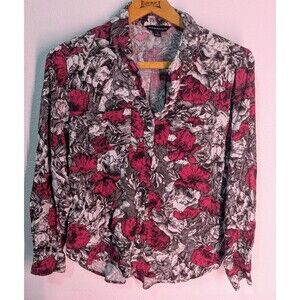 Rock & Republic Women's Size M Medium Floral Long Sleeve Button Down Blouse (122